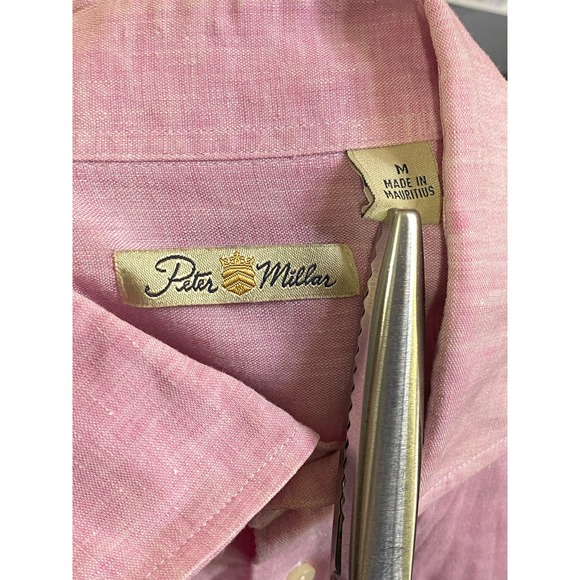Peter Millar Linen Short sleeve button up shirt Pink 29x24 - Picture 3 of 10
